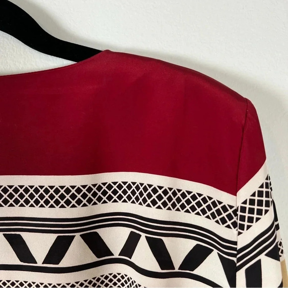Vintage Liz Claiborne Blouse Red Shoulder Pads Geometric 80s Long Sleeve Size 10 - Picture 10 of 12